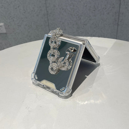 Luxury Makeup Case with Rhinestone Bracelet For Galaxy Z Flip 4 5G