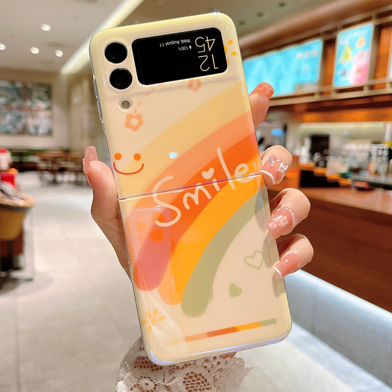 Cute Blue Ray Rainbow Case For Galaxy Z Flip 4