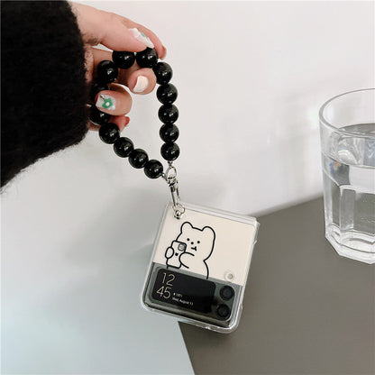 Cute Cartoon Bear Bracelet Case For Galaxy Z Flip 4
