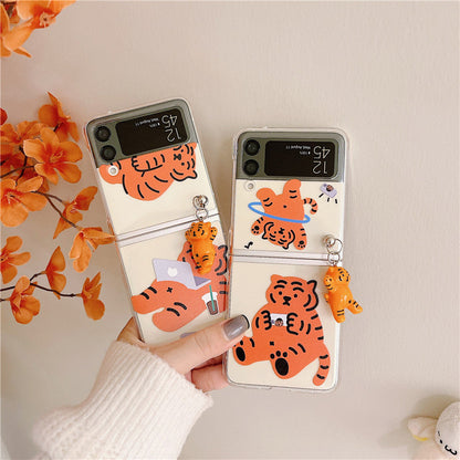 Cute Tiger Pendant Case for Galaxy Z Flip 4