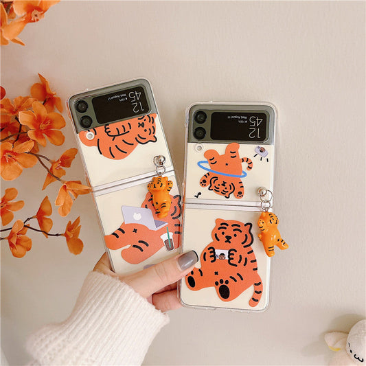 Cute Tiger Pendant Case for Galaxy Z Flip 4