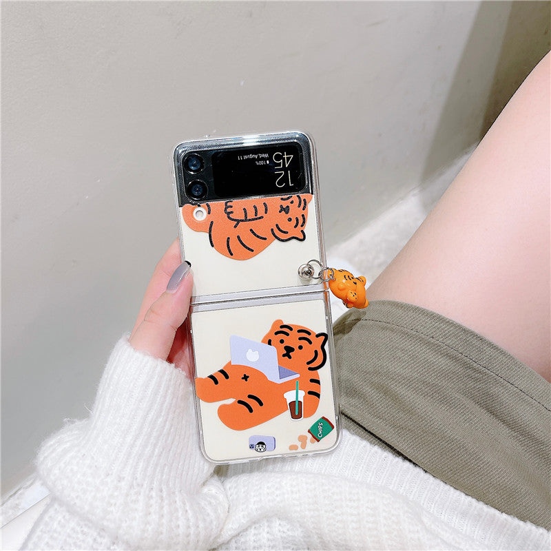 Cute Tiger Pendant Case for Galaxy Z Flip 4