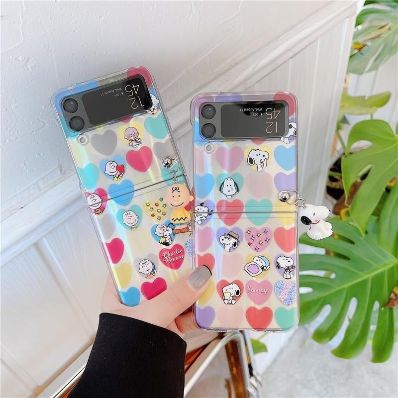 Cartoon Colorful Case with Pendant For Galaxy Z Flip 4