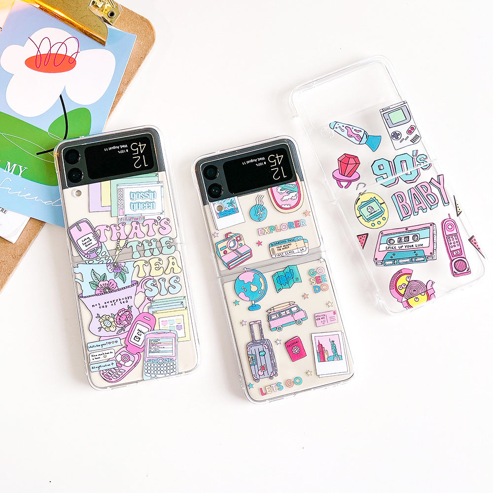 Retro Painted Case With Bracelet For Galaxy Z FLIP 4 5G