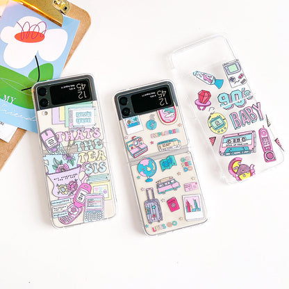 Retro Painted Case With Bracelet For Galaxy Z FLIP 4 5G