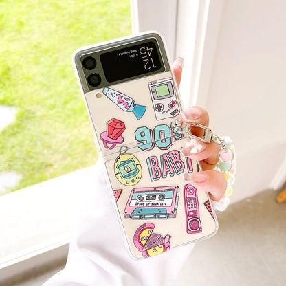 Retro Painted Case With Bracelet For Galaxy Z FLIP 4 5G