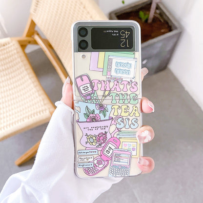 Retro Painted Case With Bracelet For Galaxy Z FLIP 4 5G
