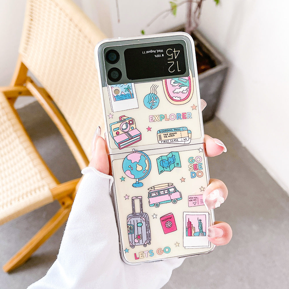 Retro Painted Case With Bracelet For Galaxy Z FLIP 4 5G