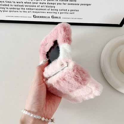 Cute Fluffy Fur Rainbow Pattern Unbreakable Case for Samsung Galaxy Z Flip 4 / 5 / 6 / 7
